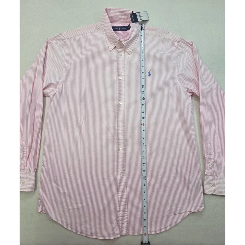 Polo Ralph Lauren Shirt Men XL Pink Blue Striped Long Sleeve Button Front Casual